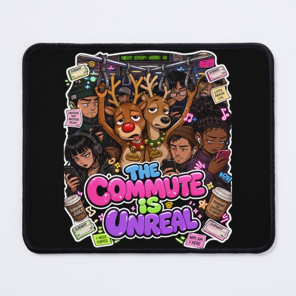 Item preview, The Commute Is Unreal Funny Christmas Reindeer Subways designed and sold by Design Vibras.