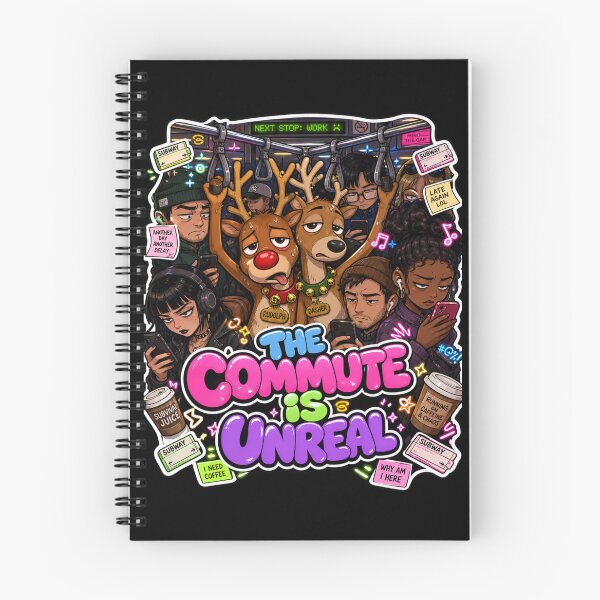 Item preview, The Commute Is Unreal Funny Christmas Reindeer Subways designed and sold by Design Vibras.