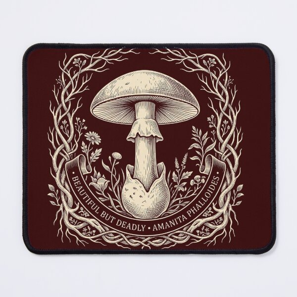 Item preview, Vintage Botanical Death Cap Amanita Poisonous Mushroom Dark Academia T-Shirt designed and sold by Eidos [][][] ~εἶδος~.