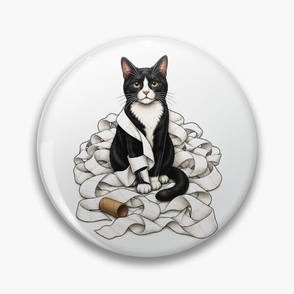 Item preview, Naughty Tuxedo Cat Toilet Paper Art designed and sold by Old's Cool Cat Studio.