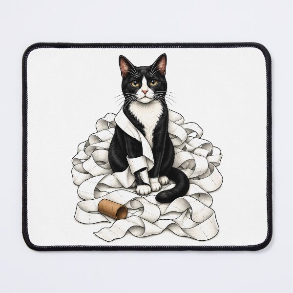 Item preview, Naughty Tuxedo Cat Toilet Paper Art designed and sold by Old's Cool Cat Studio.