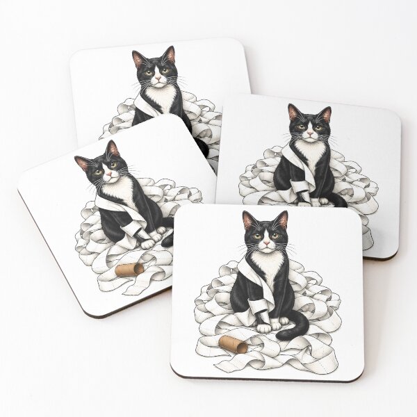 Item preview, Naughty Tuxedo Cat Toilet Paper Art designed and sold by Old's Cool Cat Studio.