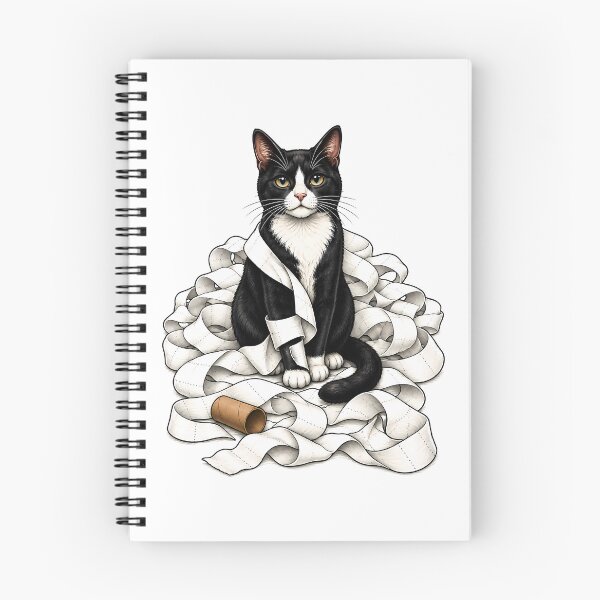 Item preview, Naughty Tuxedo Cat Toilet Paper Art designed and sold by Old's Cool Cat Studio.