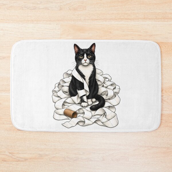 Item preview, Naughty Tuxedo Cat Toilet Paper Art designed and sold by Old's Cool Cat Studio.