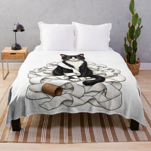 Item preview, Naughty Tuxedo Cat Toilet Paper Art designed and sold by Old's Cool Cat Studio.