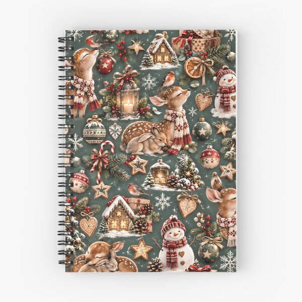 Item preview, Cozy Christmas pattern with forest animals and snowman designed and sold by Fotografin1981.