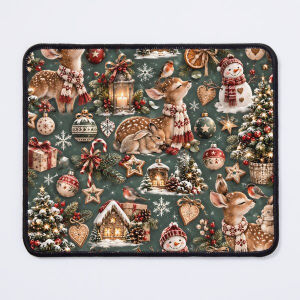 Item preview, Cozy Christmas pattern with forest animals and snowman designed and sold by Fotografin1981.