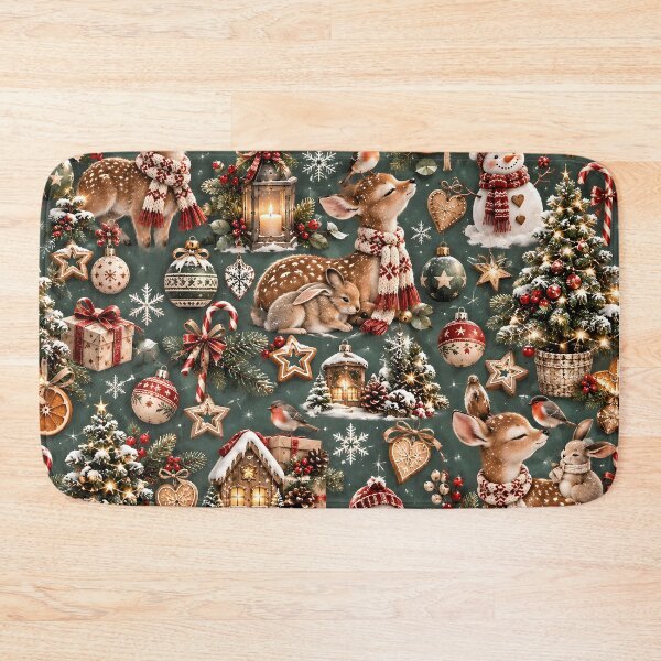 Item preview, Cozy Christmas pattern with forest animals and snowman designed and sold by Fotografin1981.
