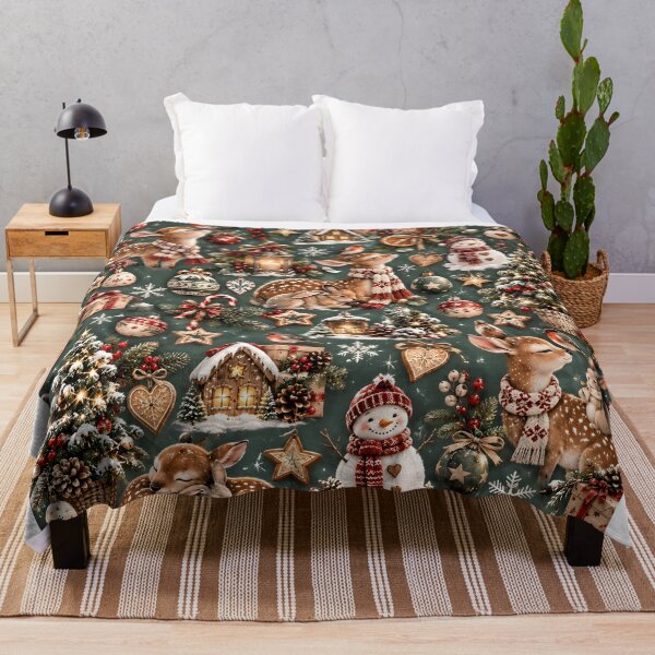 Item preview, Cozy Christmas pattern with forest animals and snowman designed and sold by Fotografin1981.