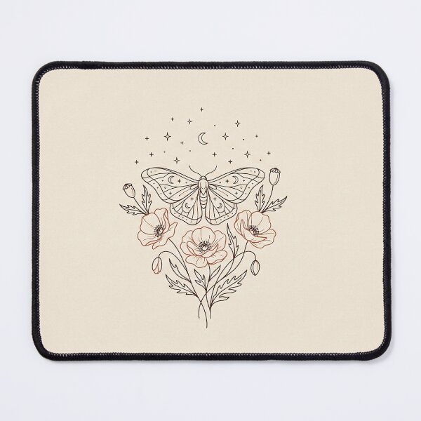 Item preview, Celestial Moth and Poppy - Minimalist Monoline Flora Art Sticker designed and sold by MissoStudio.
