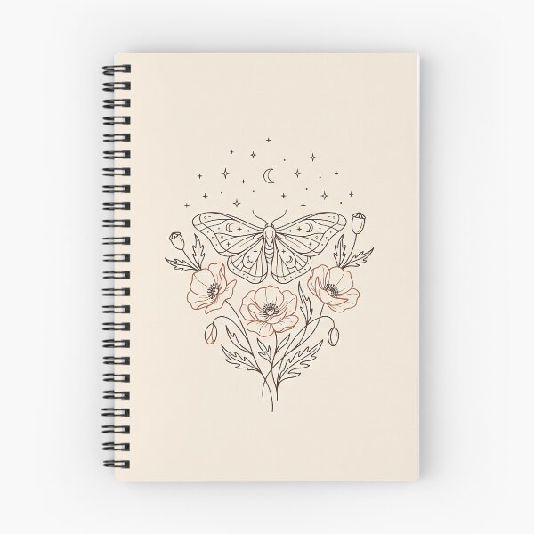 Item preview, Celestial Moth and Poppy - Minimalist Monoline Flora Art Sticker designed and sold by MissoStudio.