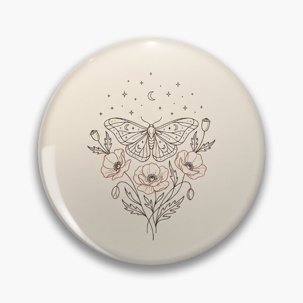 Item preview, Celestial Moth and Poppy - Minimalist Monoline Flora Art Sticker designed and sold by MissoStudio.