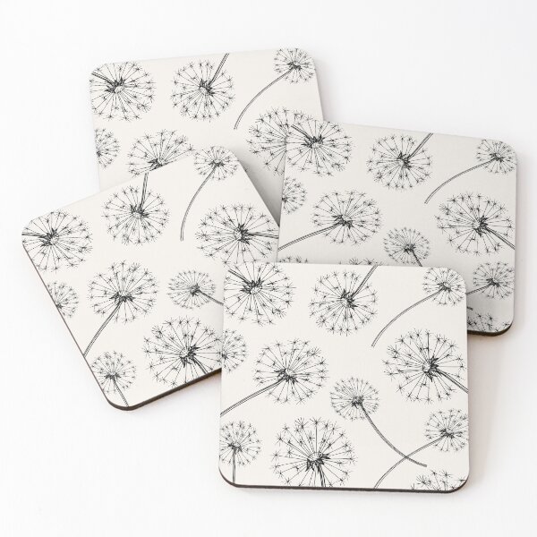 Item preview, Black Dandelion Botanical Line Art Pattern designed and sold by GemsAnatomy.