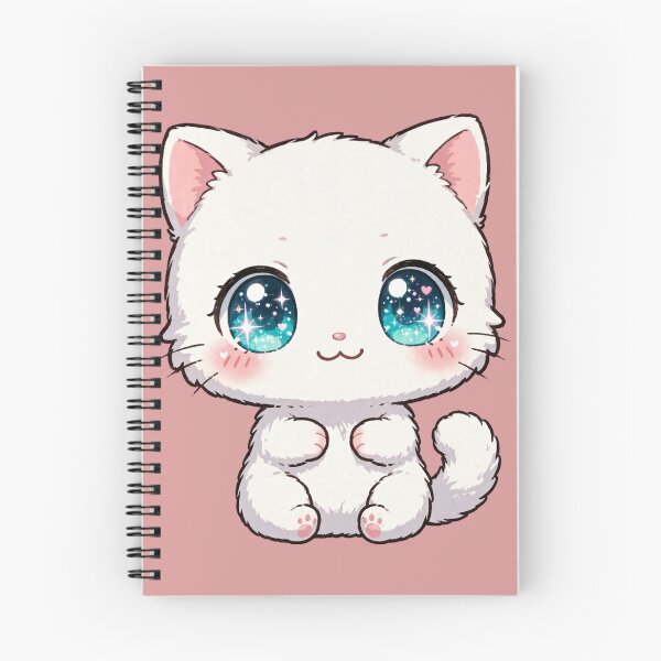 Item preview, Kawaii Galaxy Eyes Cat - Cute White Chibi Anime Kitten designed and sold by SimStyle009.
