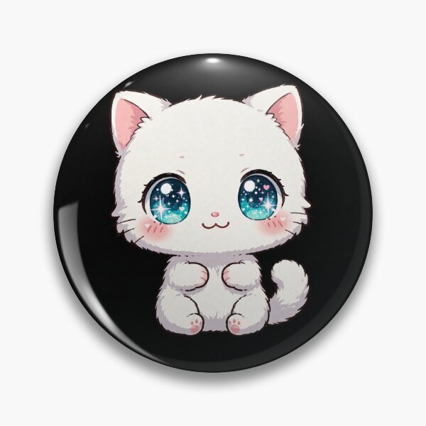Item preview, Kawaii Galaxy Eyes Cat - Cute White Chibi Anime Kitten designed and sold by SimStyle009.