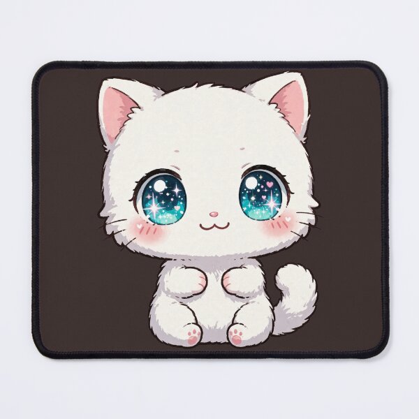 Item preview, Kawaii Galaxy Eyes Cat - Cute White Chibi Anime Kitten designed and sold by SimStyle009.
