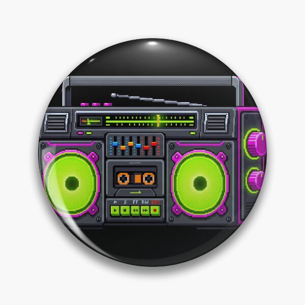 Item preview, Retro Neon Boombox - 16 Bit 80s Hip Hop Pixel Sticker designed and sold by MissoStudio.