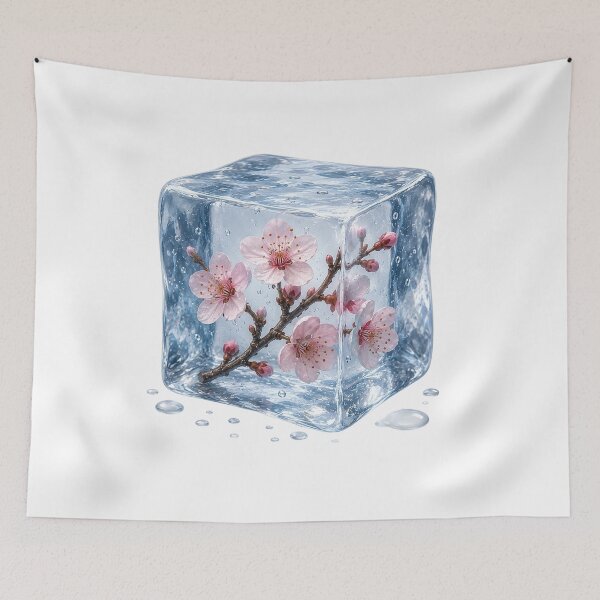 Item preview, Pink Cherry Blossom Branch in Crystal Ice Cube designed and sold by MichalHau.