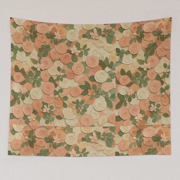 Item preview, Peach Pink Felt Rose Floral Seamless Pattern Aesthetic Art designed and sold by Fine-Arts-Lab.