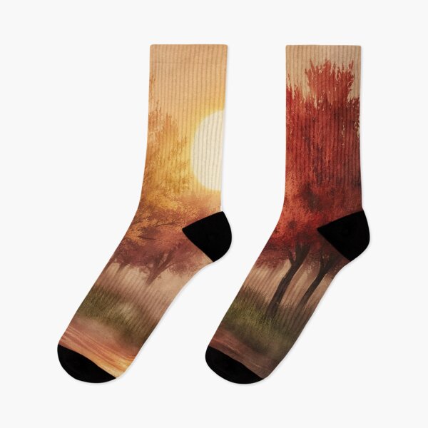 Item preview, Nostalgic Watercolour Sunset Over Autumn Trees designed and sold by artyval.
