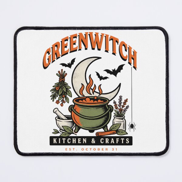 Item preview, Greenwitch Kitchen Witch Cauldron Halloween Design Graphic Tee v10 designed and sold by DarylWelsh2024.