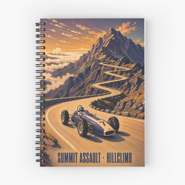 Item preview, Summit Assault Hillclimb - A Vintage mountain-hillclimb Illustration - Gift for Motorsports Lovers designed and sold by MoonSkyArt.