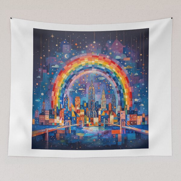 Item preview, Rainbow Over NYC Abstract Art designed and sold by Home Decor Art.