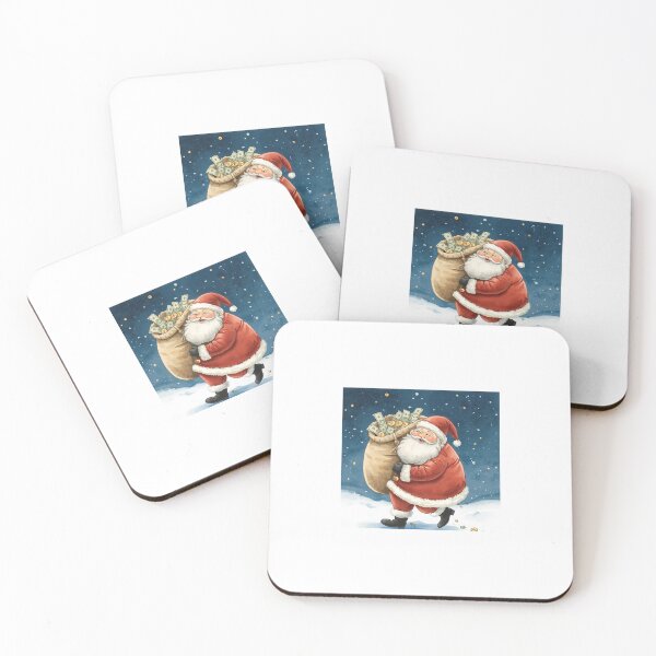 Item preview, Santa Claus with a Sack of Money – Christmas Watercolor Illustration designed and sold by mayatA-rt.