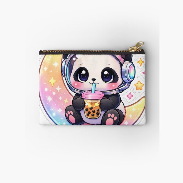 Item preview, Kawaii Astronaut Panda Drinking Boba Tea on Crescent Moon Sticker designed and sold by CyberPaws Art.