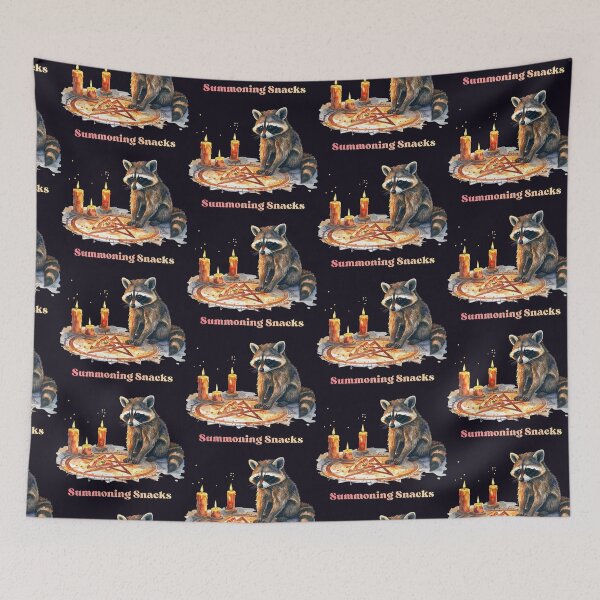 Item preview, Witchcraft? No, just snacks! Raccoon conjures up pizza. designed and sold by LiskoDesign.