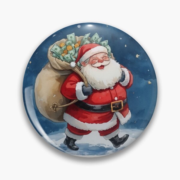 Item preview, Santa Claus with a Sack of Money – Christmas Watercolor Illustration designed and sold by mayatA-rt.