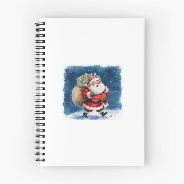 Item preview, Santa Claus with a Sack of Money – Christmas Watercolor Illustration designed and sold by mayatA-rt.