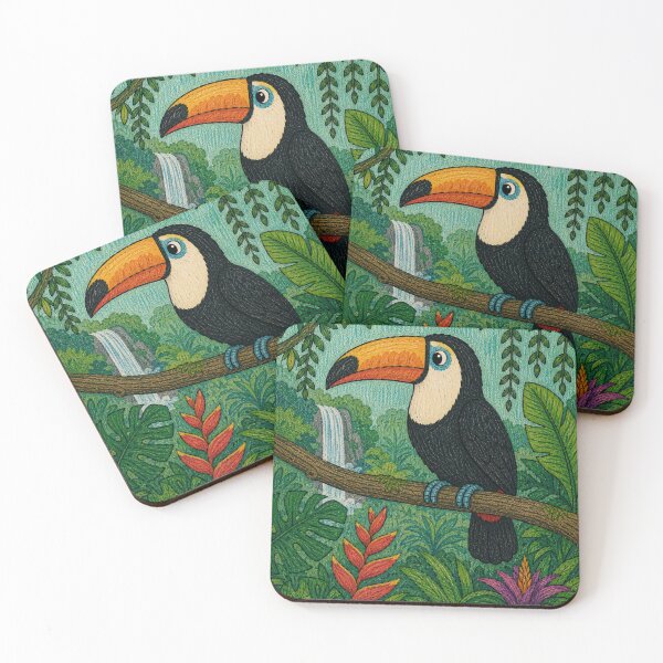 Item preview, Cute Toucan Tropical Rainforest Jungle Bird Illustration designed and sold by SleepyLlamaClothes.
