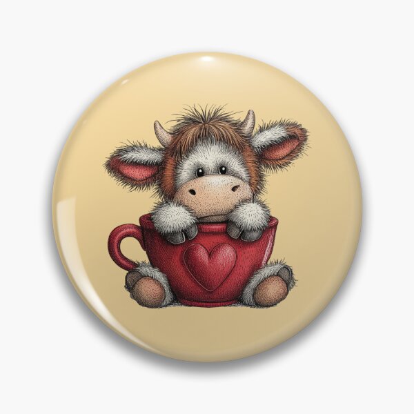 Item preview, a cute cartoon cow sitting inside a red ceramic teacup designed and sold by 123ks.
