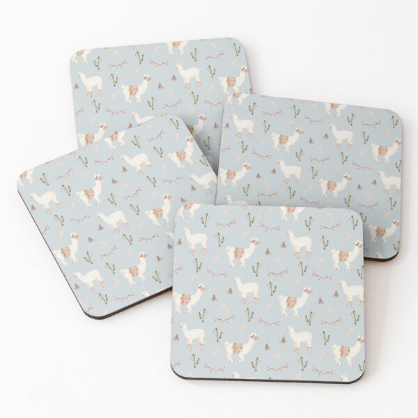 Item preview, Cute Watercolor Llama with Party Bunting Dusty Blue Pattern designed and sold by svitlaarty.