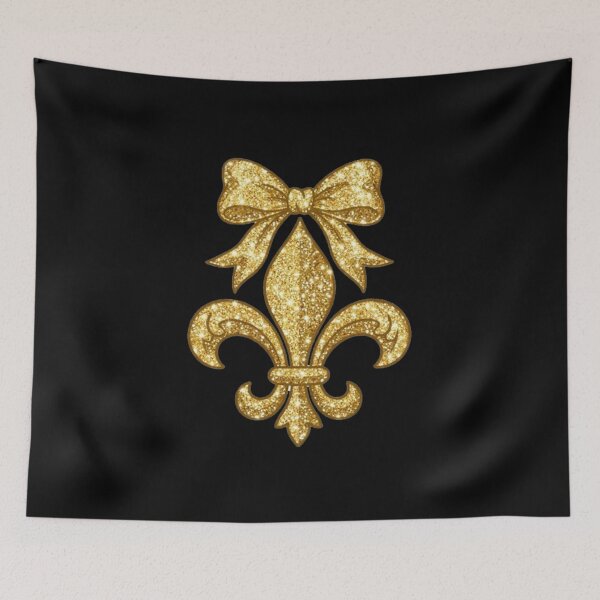 Item preview, Gold Glitter Fleur De Lis with Coquette Bow Sticker designed and sold by ProjectNoah.