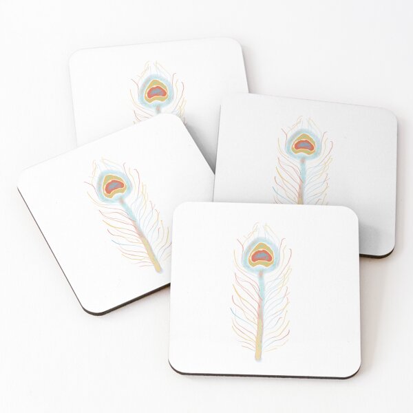 Item preview, Cream & Gold Peacock Feather - Colourful Line Art designed and sold by iampaulmorris.