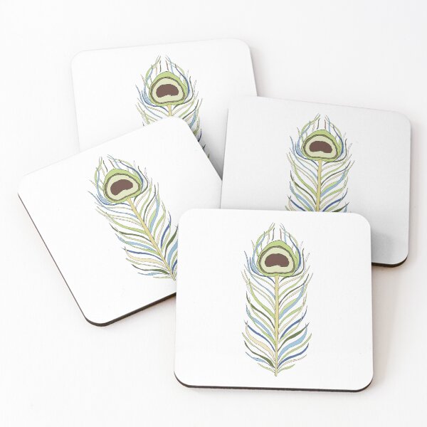 Item preview, Olive & Cream Peacock Feather - Colourful Line Art designed and sold by iampaulmorris.