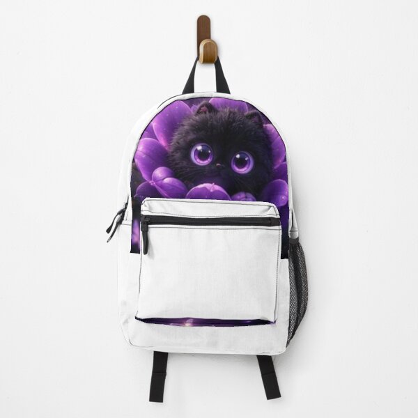 Item preview, Magical Black Kitten in Purple Flower designed and sold by ThilankaDesign.