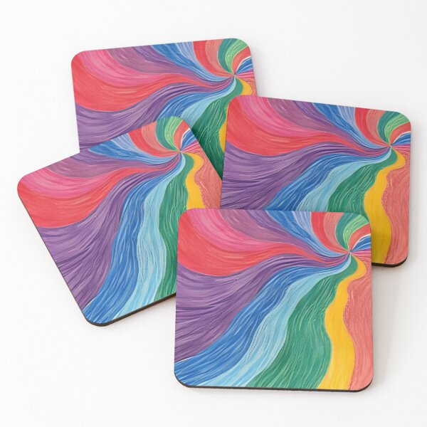 Item preview, Psychedelic Rainbow Swirl Abstract Wall Art Vibrant Color Wave Print designed and sold by QCena.