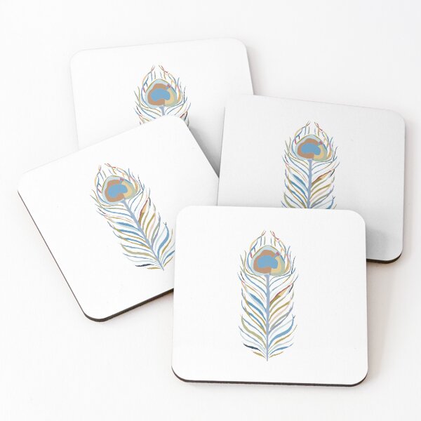 Item preview, Blue & Gold Peacock Feather - Colourful Line Art designed and sold by iampaulmorris.