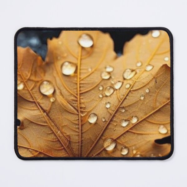 Item preview, Golden Autumn Maple Leaf with Dewdrops — Rainy Macro Fall Foliage designed and sold by LYAN-STORE.