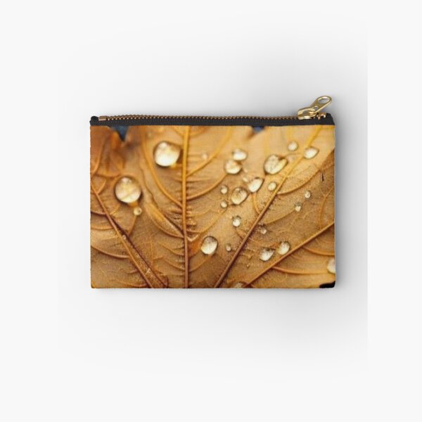 Item preview, Golden Autumn Maple Leaf with Dewdrops — Rainy Macro Fall Foliage designed and sold by LYAN-STORE.
