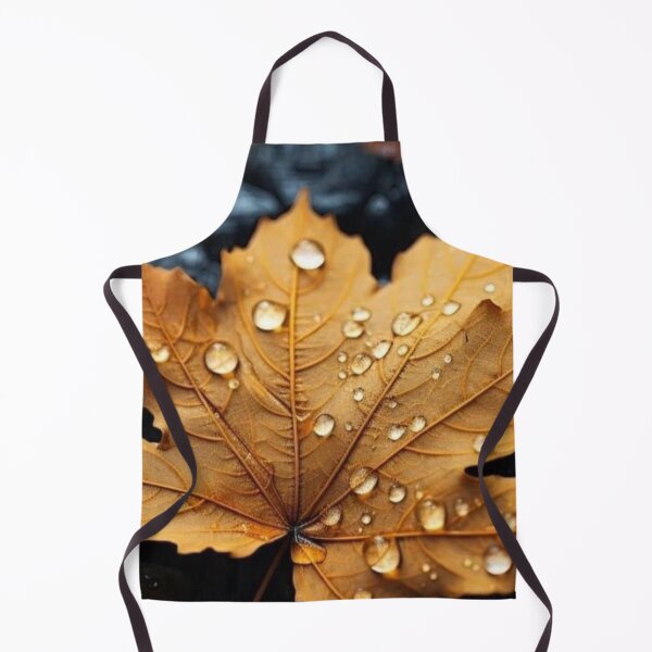 Item preview, Golden Autumn Maple Leaf with Dewdrops — Rainy Macro Fall Foliage designed and sold by LYAN-STORE.