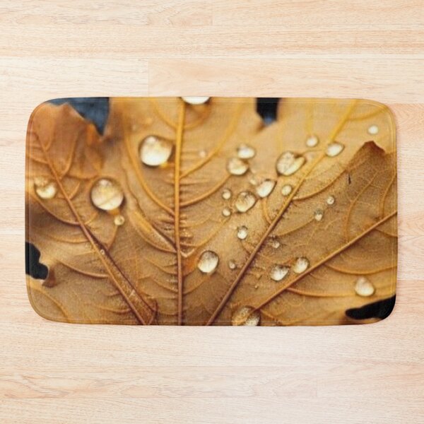 Item preview, Golden Autumn Maple Leaf with Dewdrops — Rainy Macro Fall Foliage designed and sold by LYAN-STORE.