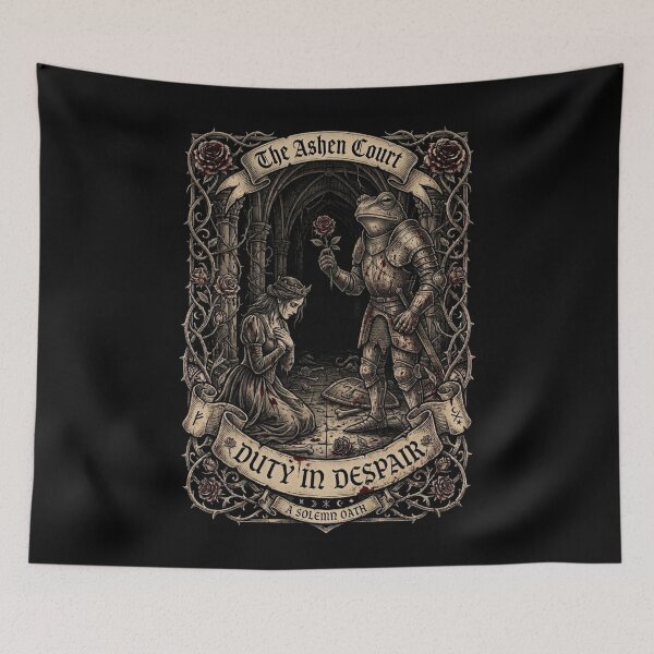 Item preview, The Frog Knight And Dark Cottagecore Princess designed and sold by Ashen Threads Studio.