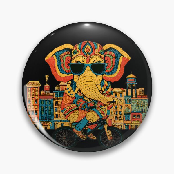 Item preview, Cool Elephant Riding Bicycle City Skyline Contemporary Pop Art designed and sold by PANNARUK THAILAND.
