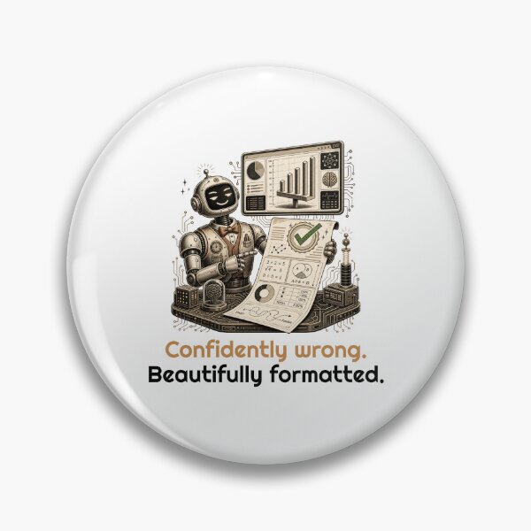 Item preview, Confidently wrong. Beautifully formatted Funny AI Quote designed and sold by bluesquidink.