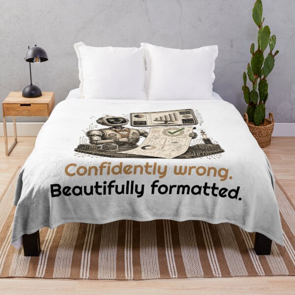 Item preview, Confidently wrong. Beautifully formatted Funny AI Quote designed and sold by bluesquidink.
