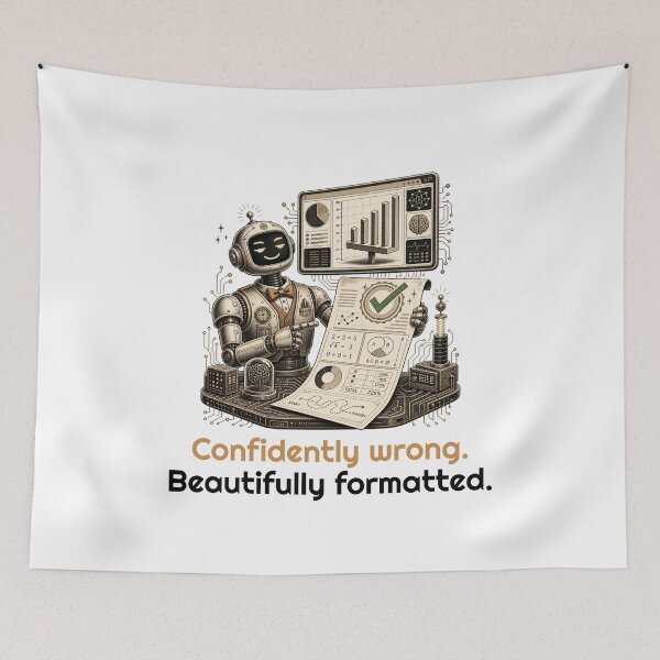 Item preview, Confidently wrong. Beautifully formatted Funny AI Quote designed and sold by bluesquidink.